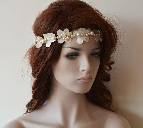 Свадьба - Ivory Bridal Lace Headband