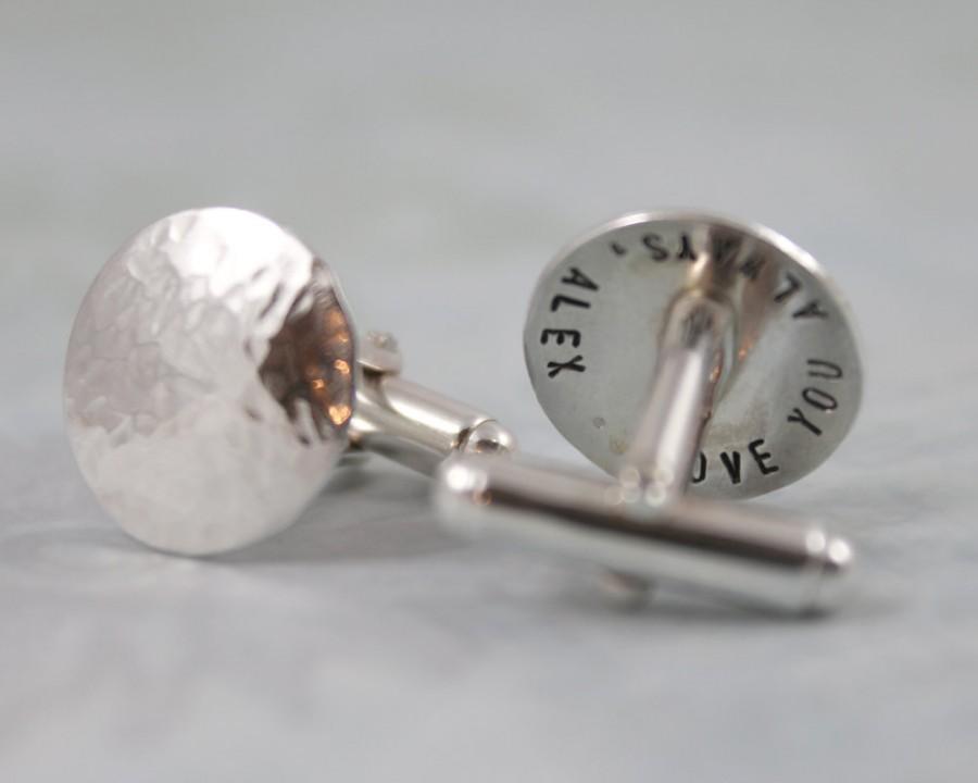 Mariage - Personalized Cufflinks, Sterling Silver Cufflinks, Special Message Engraved Cufflinks, Personalized Wedding Cuff Links, Mens Personalized