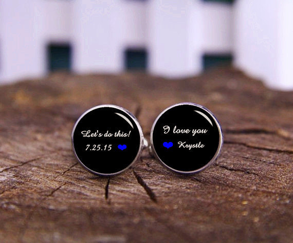 Mariage - Let's Do This, I Love You, Grooms Gift From Bride, Custom Wedding Cufflinks For Groom, Custom Name Or Date Cufflinks, Personalized Cufflinks