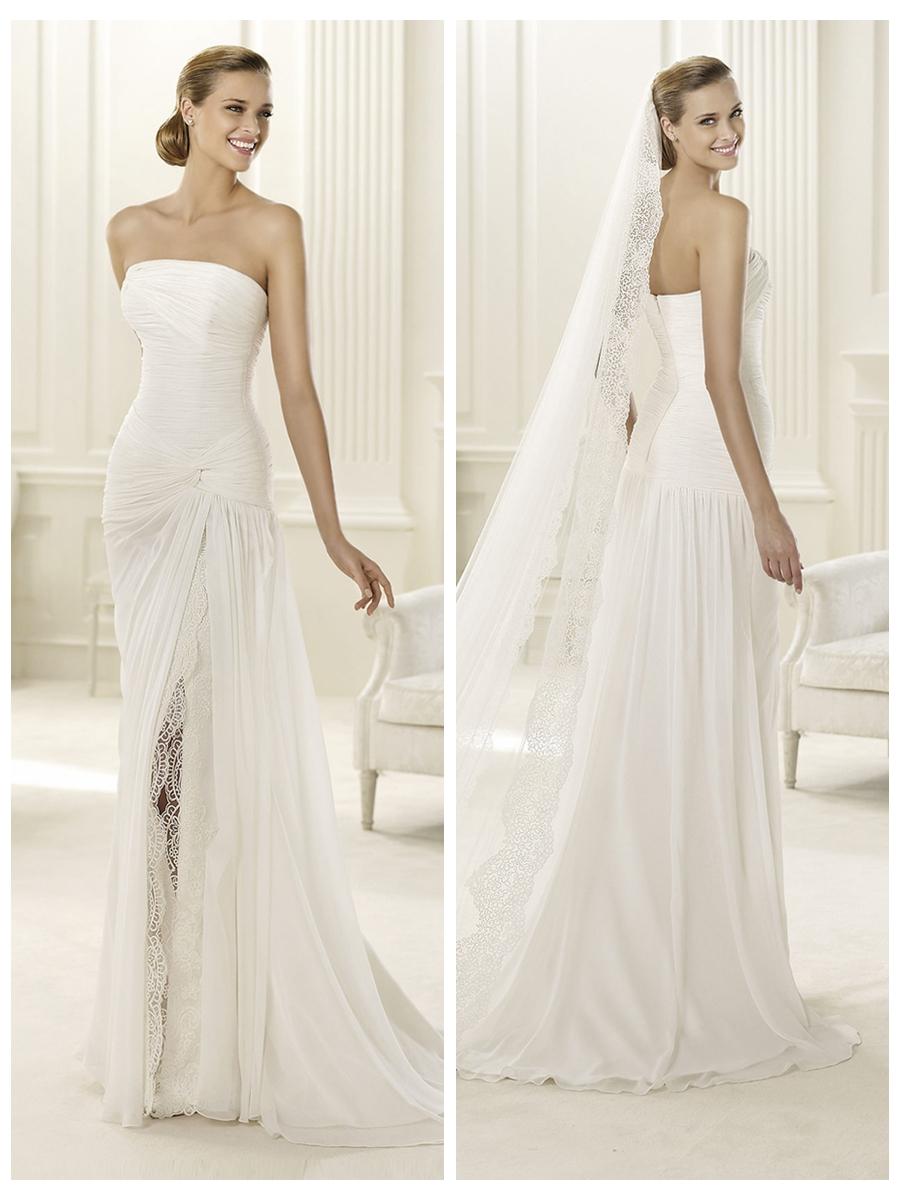 Mariage - 2014 Charming Flattered Strapless Draped Wedding Dress with Split Skirt
