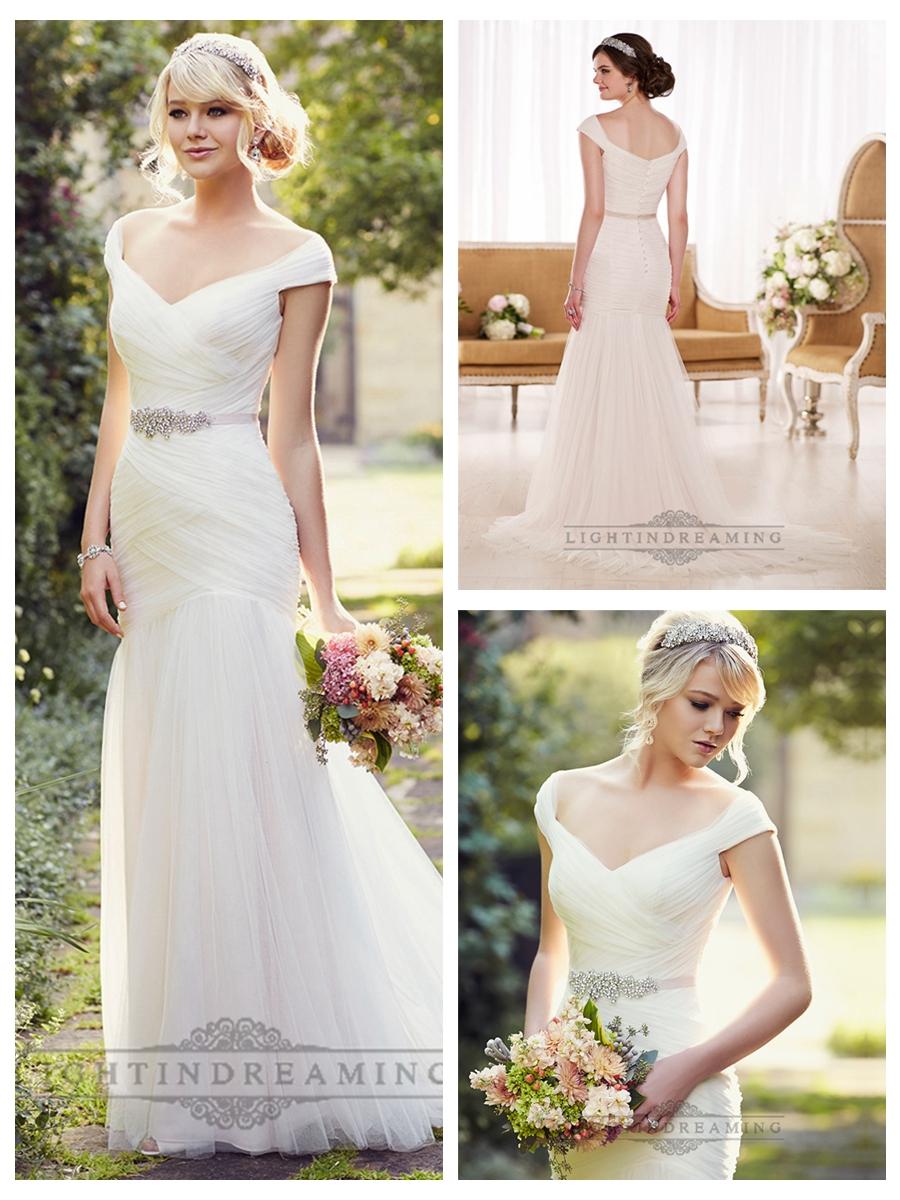 Hochzeit - Cap Sleeves Layers of Soft Ruching Wedding Dresses
