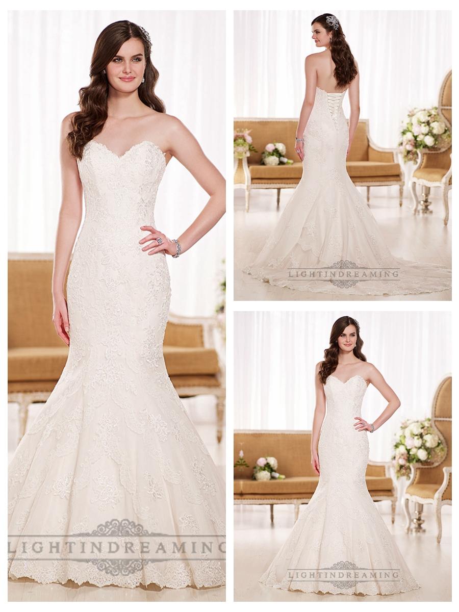 Mariage - Stunning Strapless Sweetheart Fit and Flare Lace Wedding Dresses