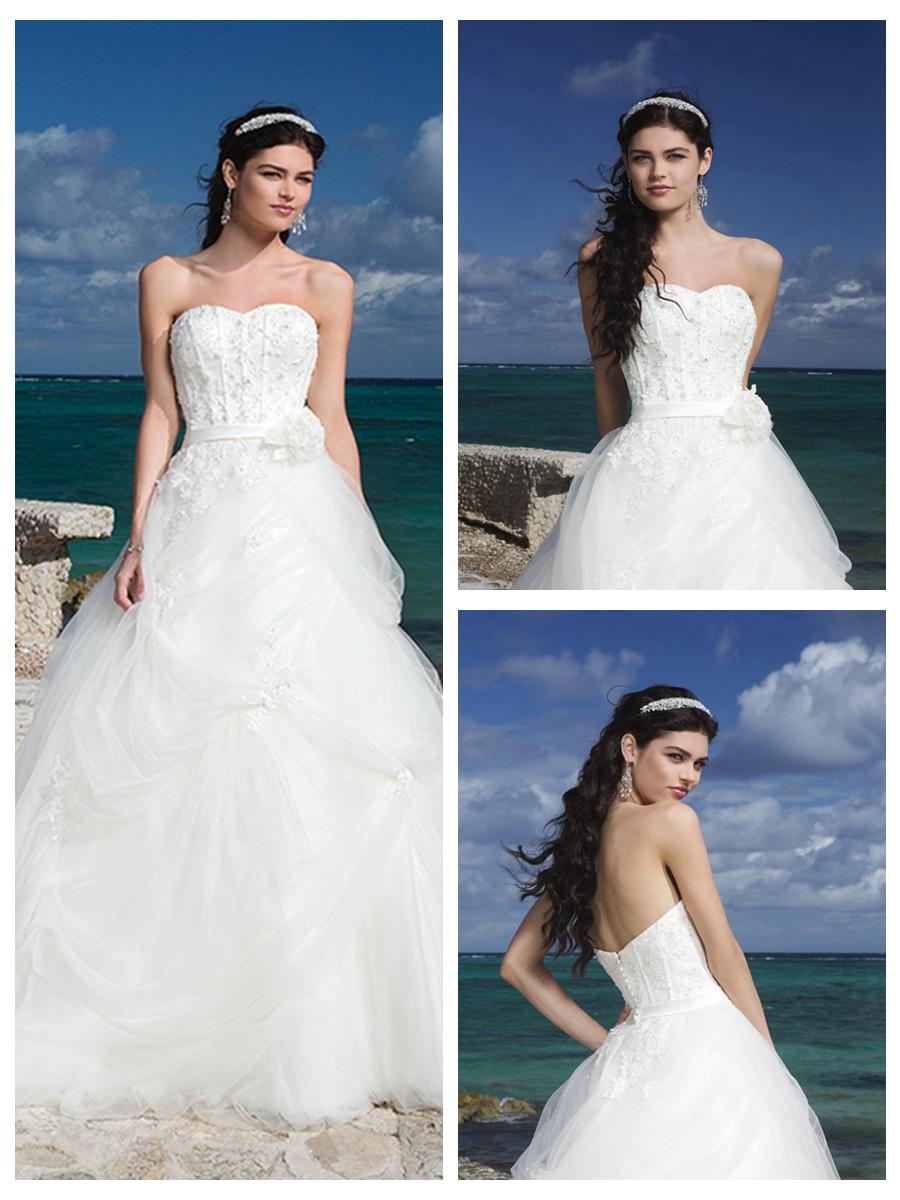 Свадьба - Sweetheart Neckline And Satin Belt Bubble Pick Up Tulle Ball Gown