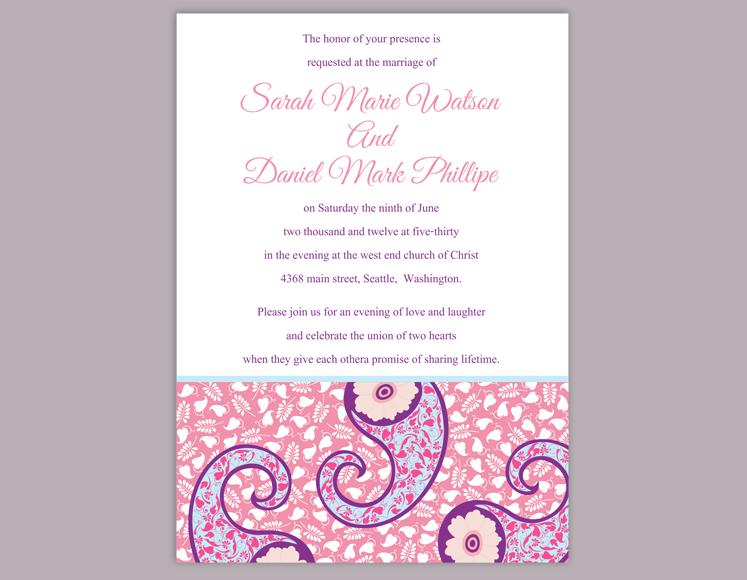 Свадьба - DIY Bollywood Wedding Invitation Template Editable Word File Instant Download Pink Wedding Invitation Indian invitation Bollywood party