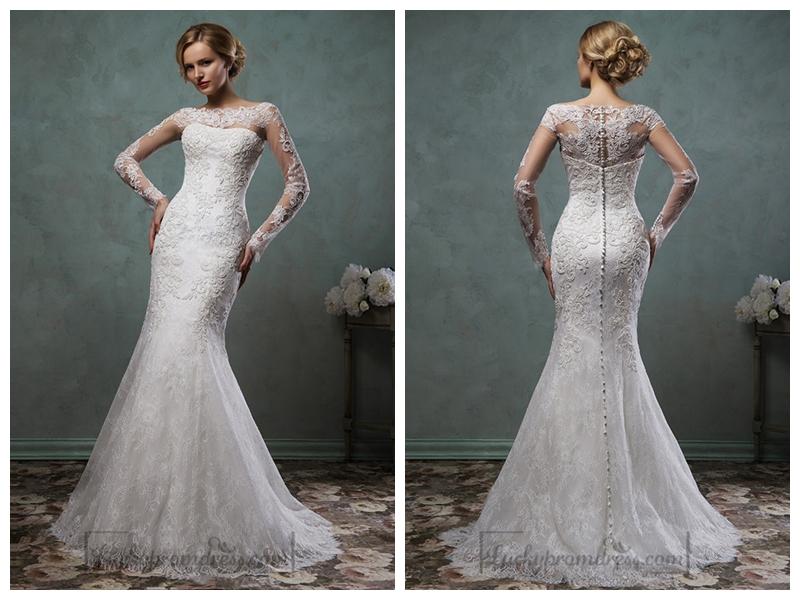 زفاف - Long Sleeves Mermaid Lace Wedding Dresses