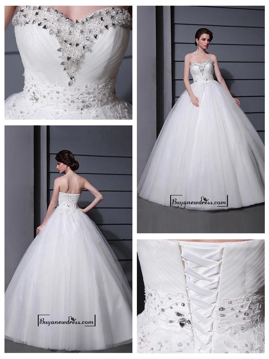 Hochzeit - Alluring Tulle&Satin Ball gown Sweetheart Neckline Raised Waistline Wedding Dress