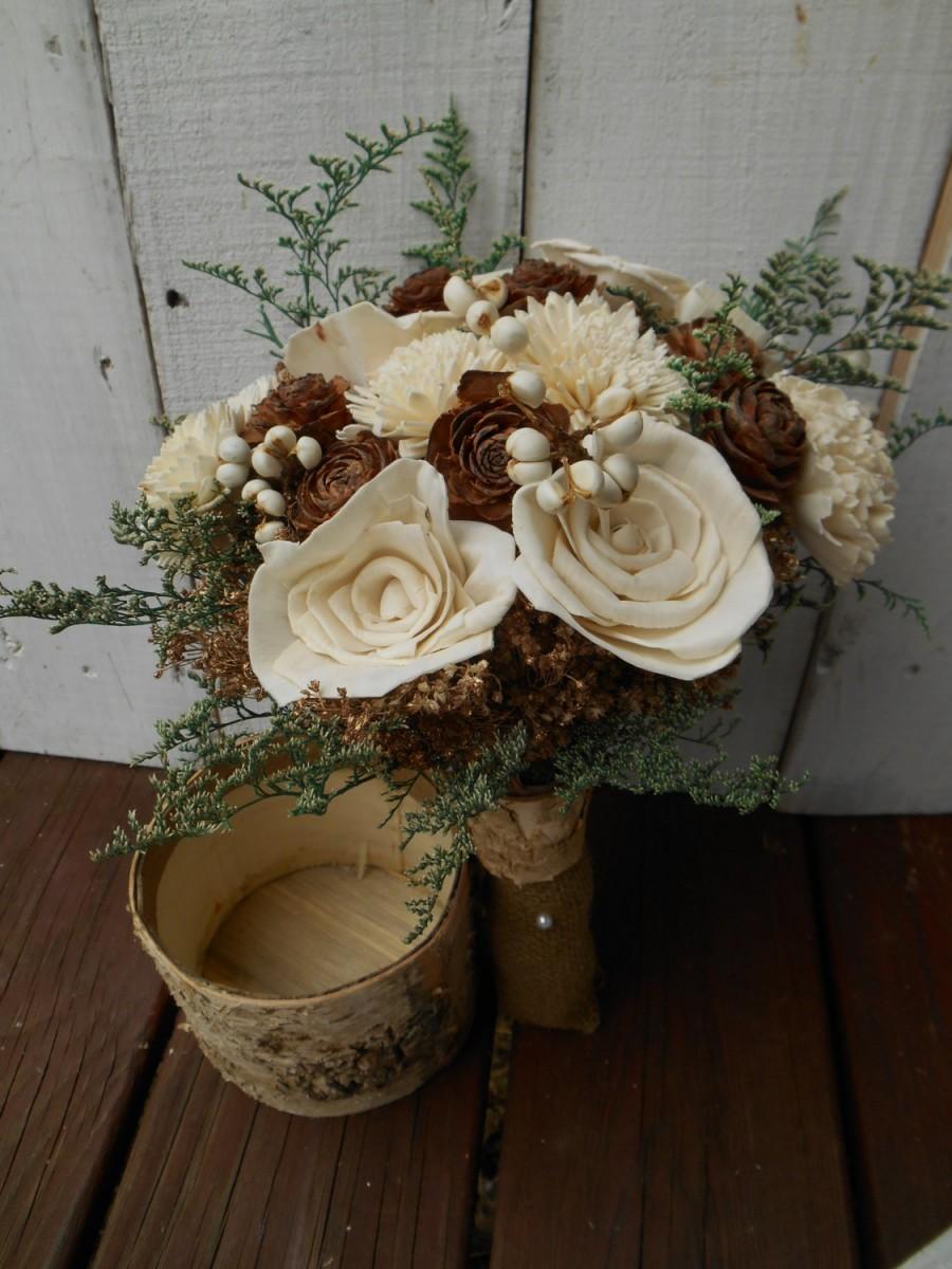 Hochzeit - Winter wedding, wedding bouquet, rustic wedding, bridal bouquet, sola bouquet, bridesmaid bouquet, country wedding