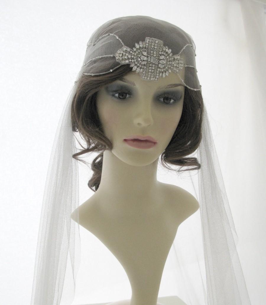 زفاف - Couture bridal cap veil -1920s wedding  veil - Alice
