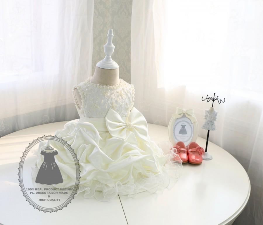 Свадьба - Beautiful Ivory Baby Girl Dress for Wedding,Infant Pageant Dress,Toddler Girl Dress,Flower Girl Dress Ivory, Bling Bling, PD024