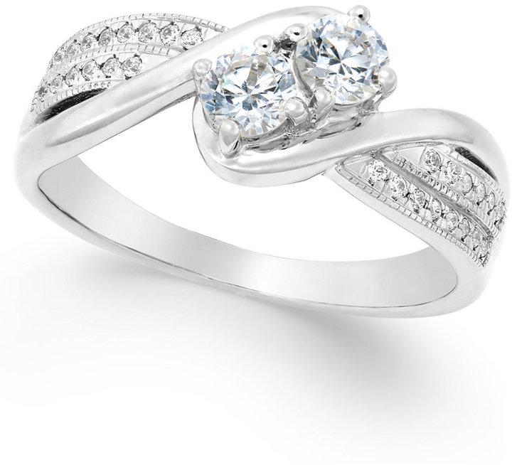 زفاف - Diamond Two-Stone Engagement Ring (1/2 ct. t.w.) in 14k Gold or 14k White Gold