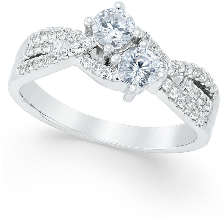 زفاف - Diamond Two-Stone Engagement Ring (3/4 ct. t.w.) in 14k White Gold