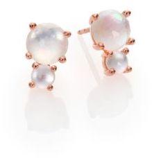 زفاف - IPPOLITA Rosé Rock Candy Mother-Of-Pearl & Clear Quartz Doublet Two-Stone Stud Earrings