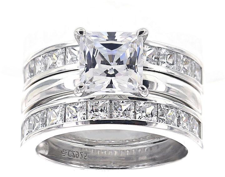 FINE JEWELRY DiamonArt Cubic Zirconia Sterling Silver Princess Cut