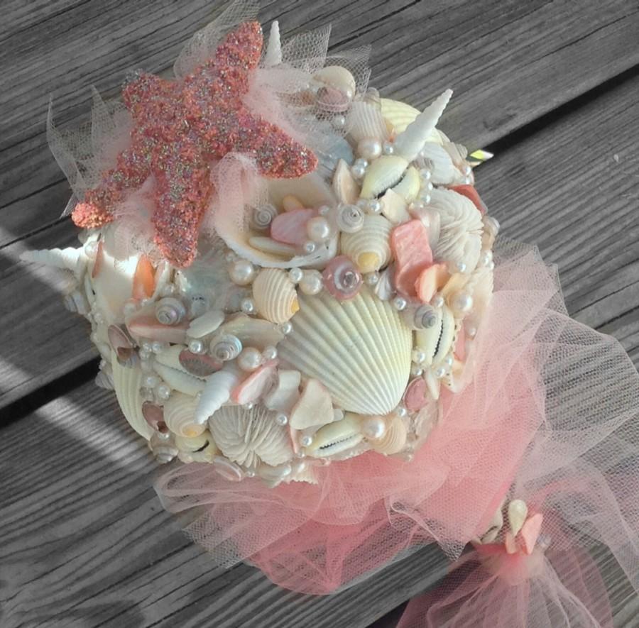 Mariage - Sea Shell Bouquet, Beach Wedding, Starfish Bouquet, Destination Wedding