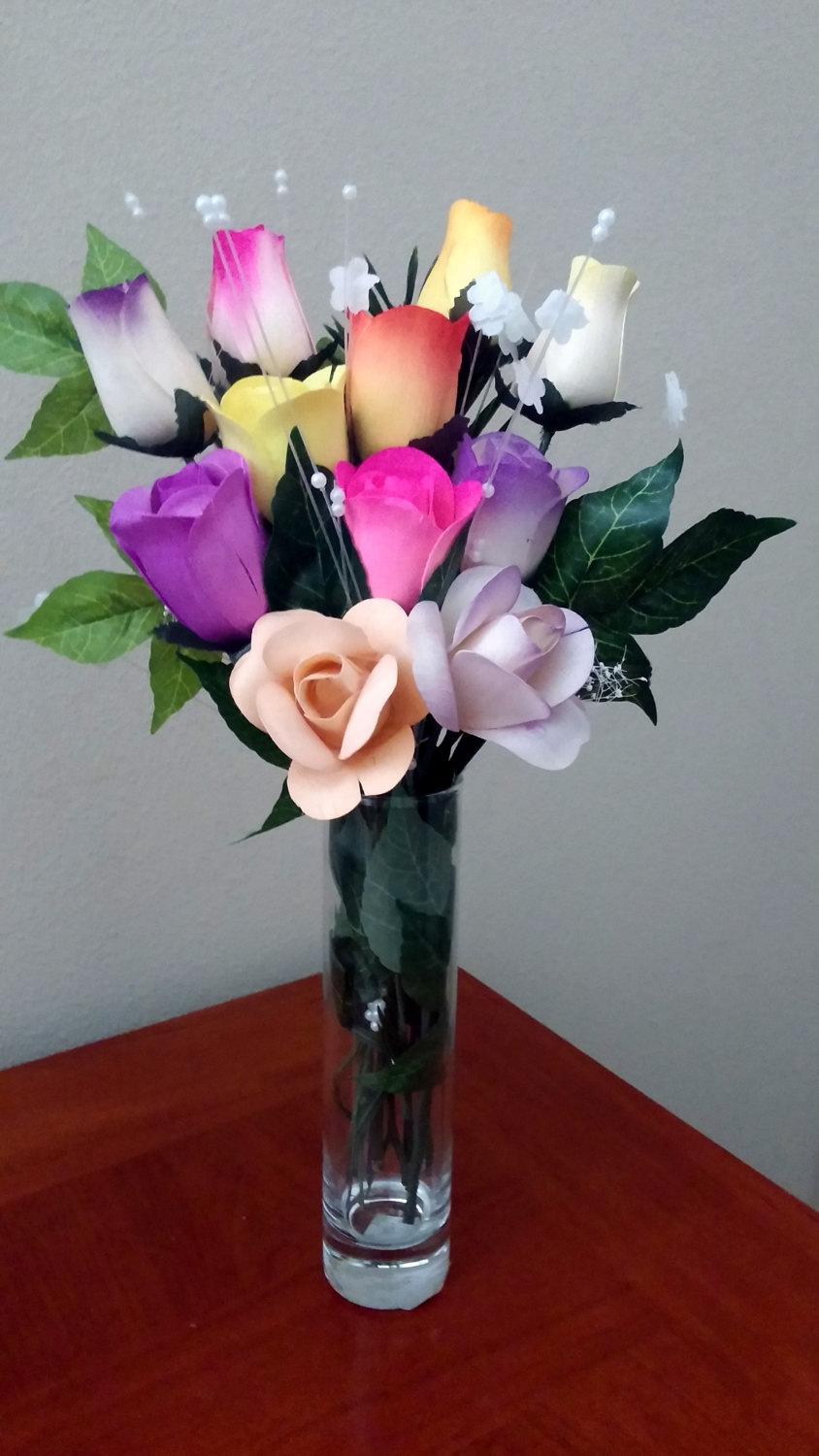 زفاف - Wooden Rose Bouquet - Small 18 roses