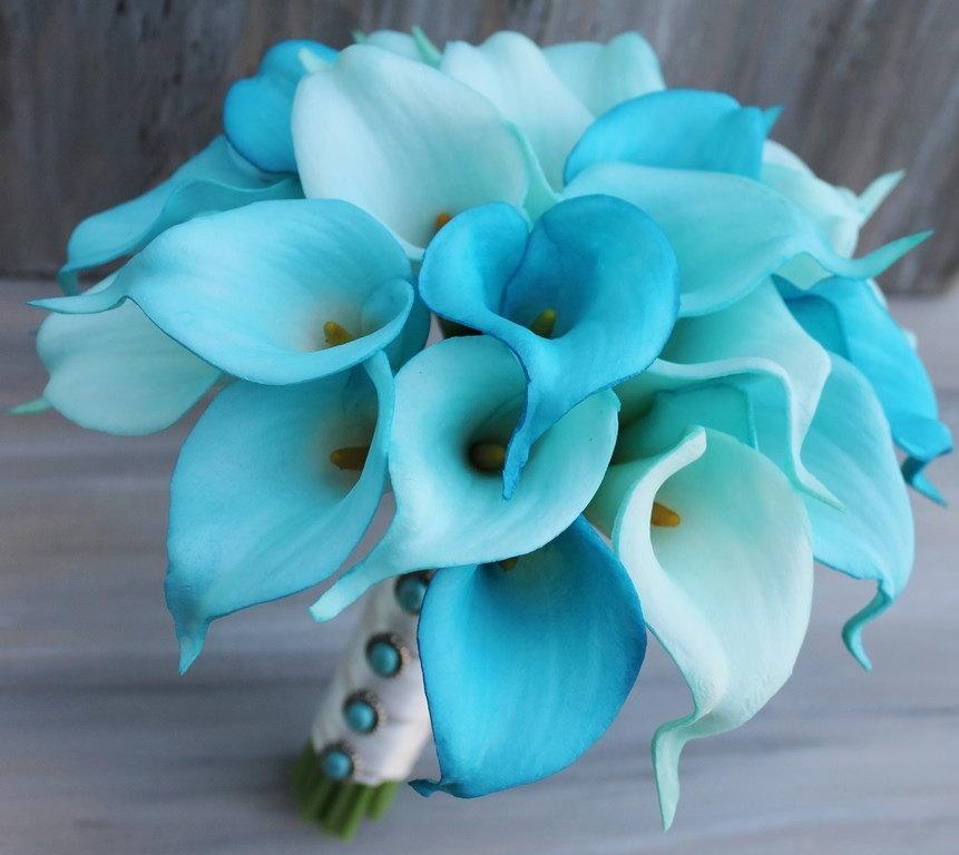 Mariage - Wedding Bouquet Turquoise Calla Lilly Bouquet Bridal Bouquet Turquoise Bouquets Wedding Bouquets Bouquets  Calla Lily Wedding Bouquet
