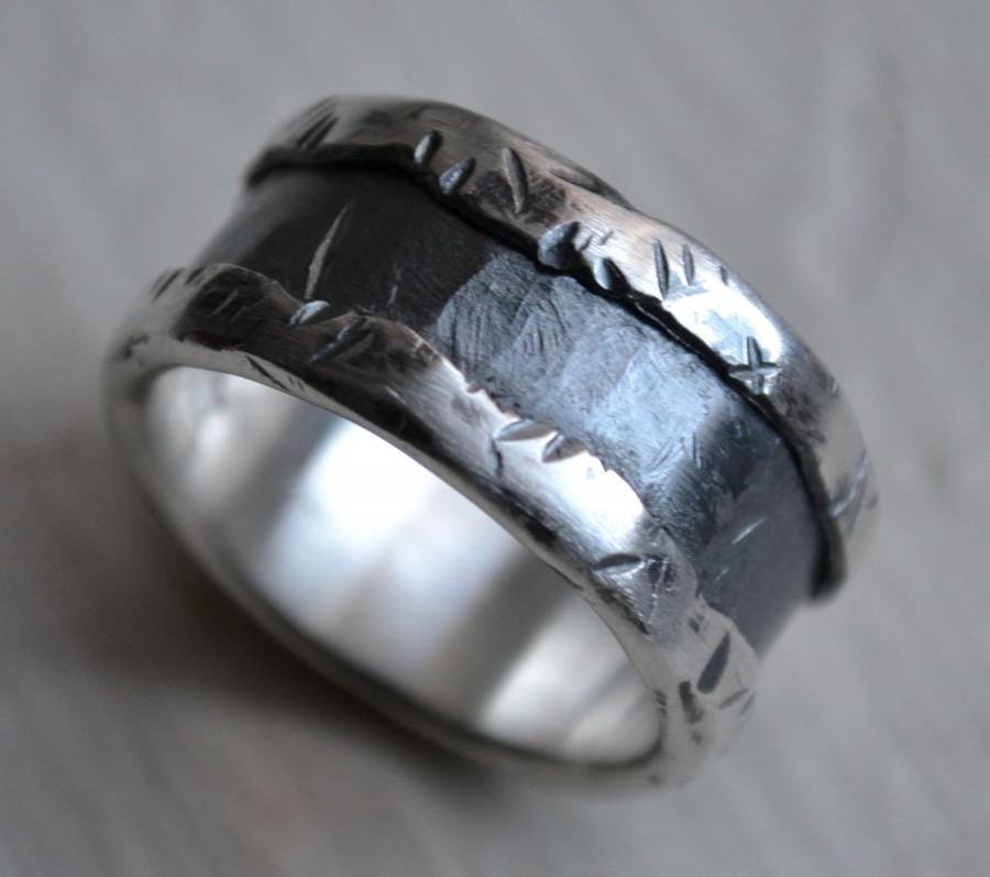 Wedding - mens wedding band - fine silver and sterling silver ring - handmade artisan designed wedding or engagement band - customized