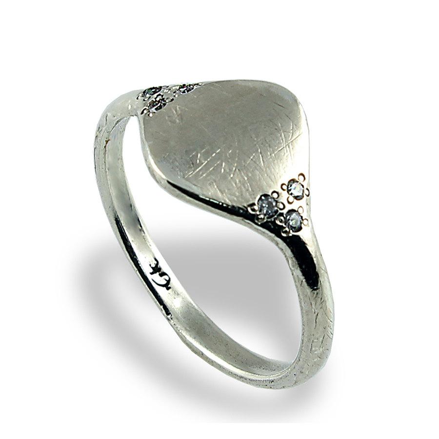 Wedding - 14K White Gold , Engagement Ring , Diamond Ring , Pinky Gold Ring , Anniversary Ring , Unique Engagement Ring , Alternative , Rhombus