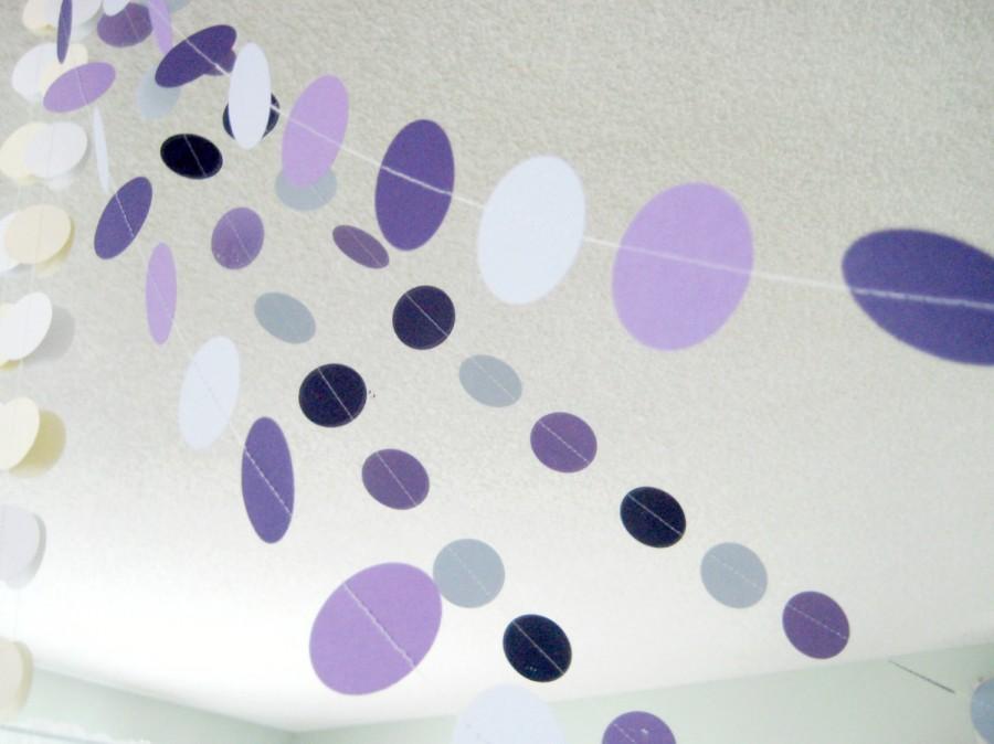 Wedding - Purple, Lilac and Dark Purple 12 ft Circle Paper Garland- Wedding, Birthday, Bridal Shower, Baby Shower, Party Decorations