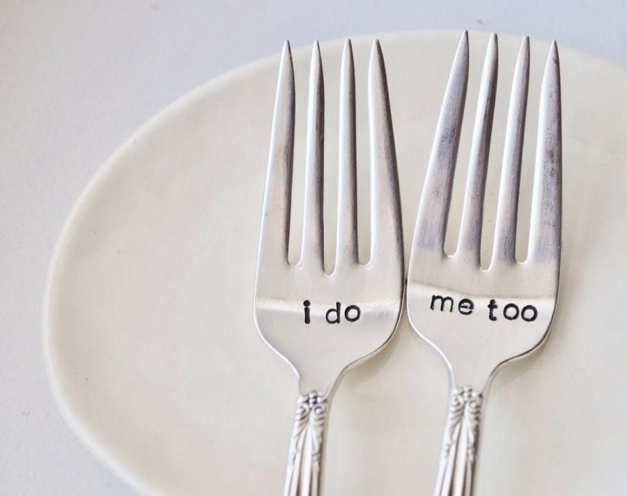 Hochzeit - I Do, Me Too - Vintage Wedding Cake Forks (Matching Set)
