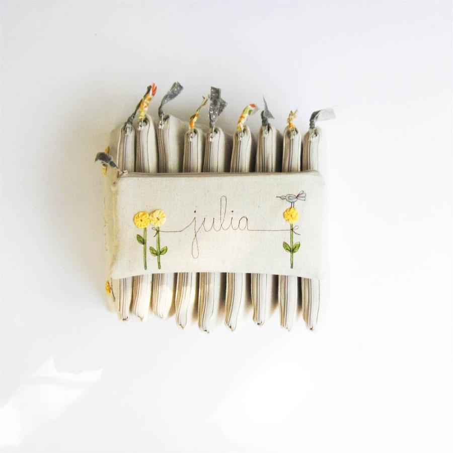 زفاف - Grey and Yellow Wedding Clutches, Personalized Bridesmaid Gift Set of 10 Wedding Bags Concrete and Stone Grey Minimalist Style MADE TO ORDER