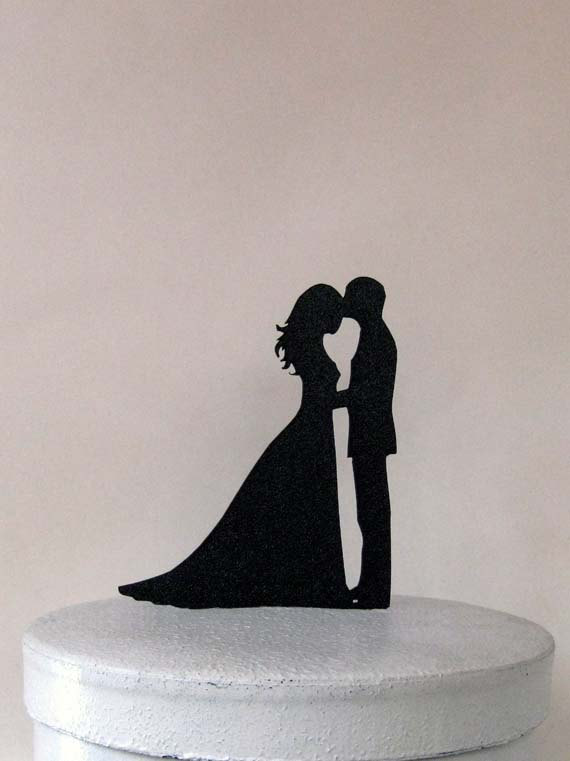 Hochzeit - Wedding Cake Topper - Bride and Groom Wedding silhouette2