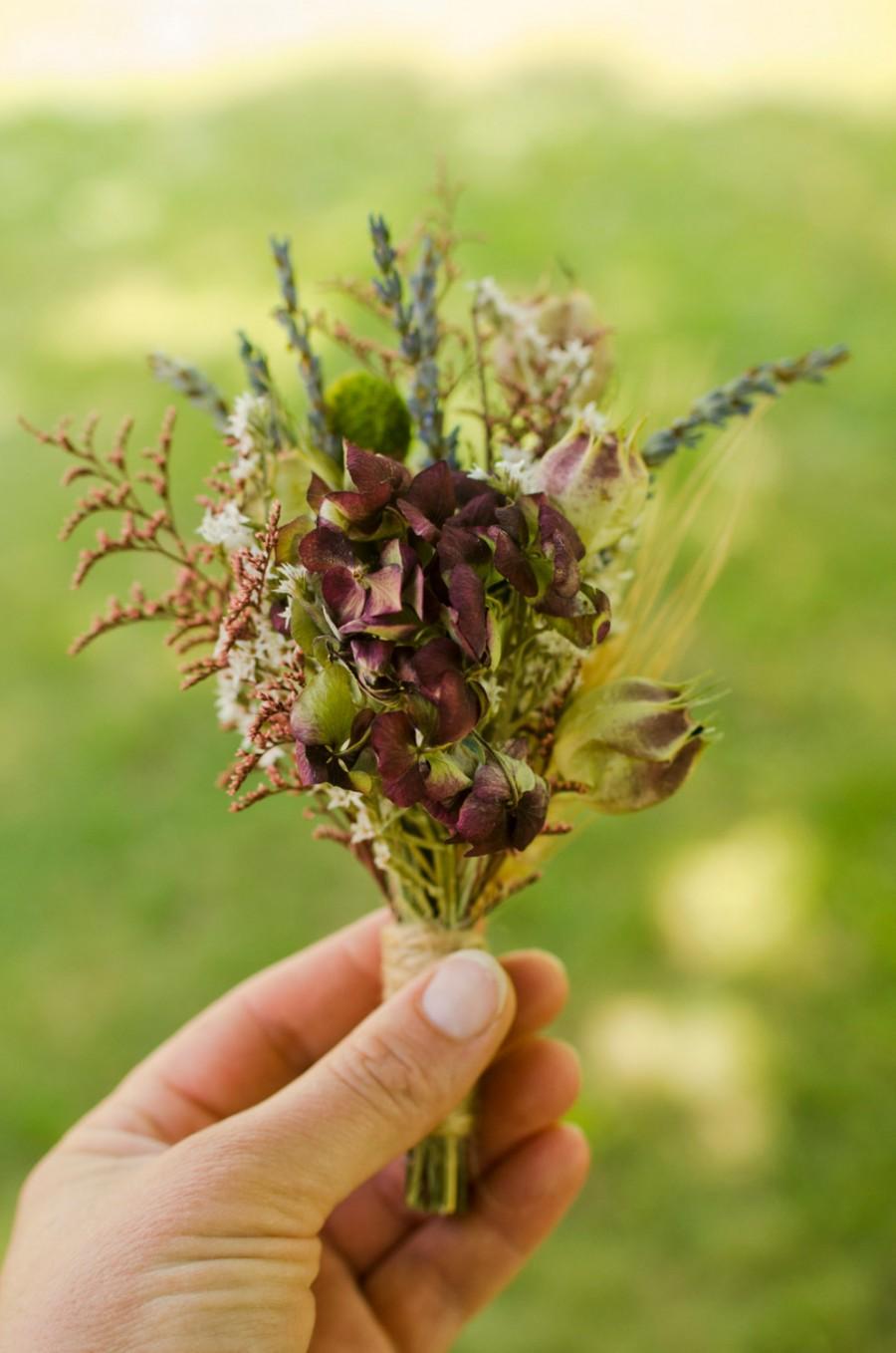 Wedding - Woodland meadow pin corsage, woodland corsage, hydrangea corsage, fall wedding, fall bouquet, autumn wedding, lavender wedding