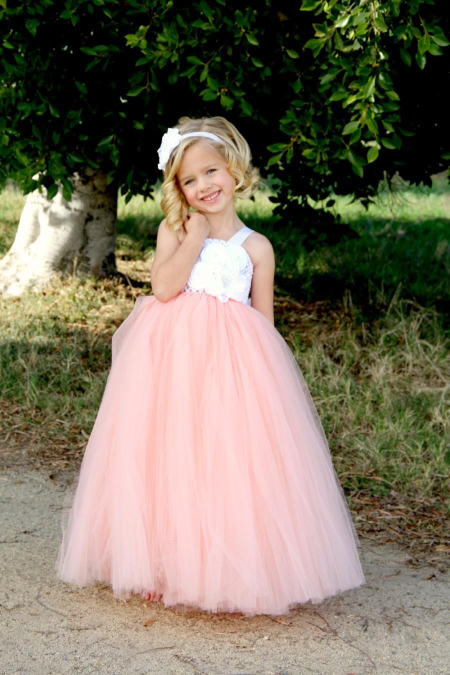 زفاف - Peach Flower Girl Tutu Dress