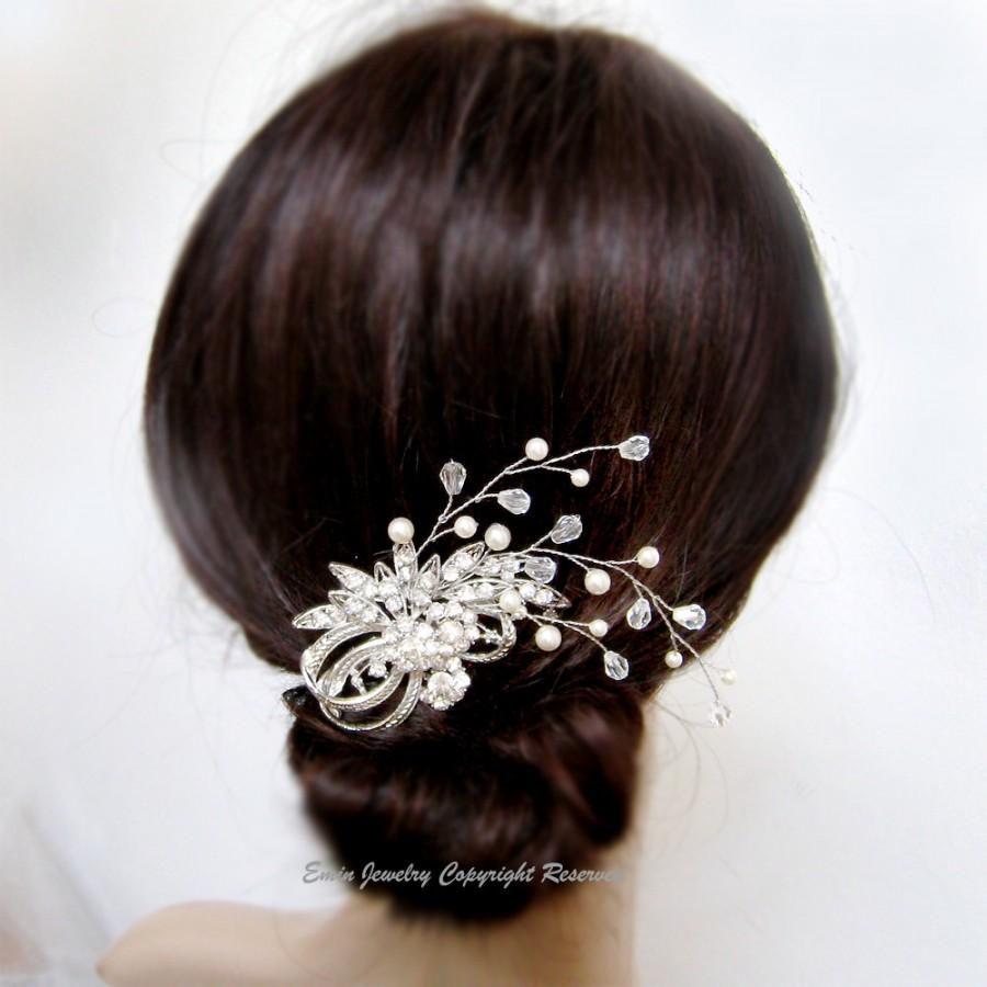 زفاف - Wedding Hair Accessories, Vintage Bridal Hair Combs. Bridal Hair Accessories, Pearl Rhinestone Crystal Wedding Hair Pieces Fascinator H1014