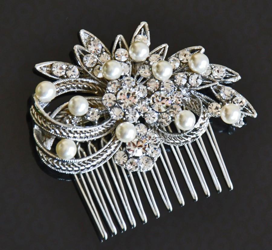 Свадьба - Bridal  COMB  with CREAM  Swarovski Pearls,Bridal comb,Bridal Hair comb,wedding comb,wedding hair comb , bridal head piece