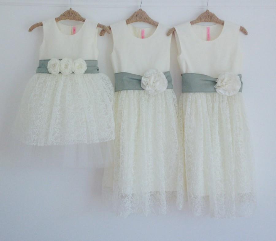 Wedding - The Dorothy flower girl dress, Cotton and lace girls dress,