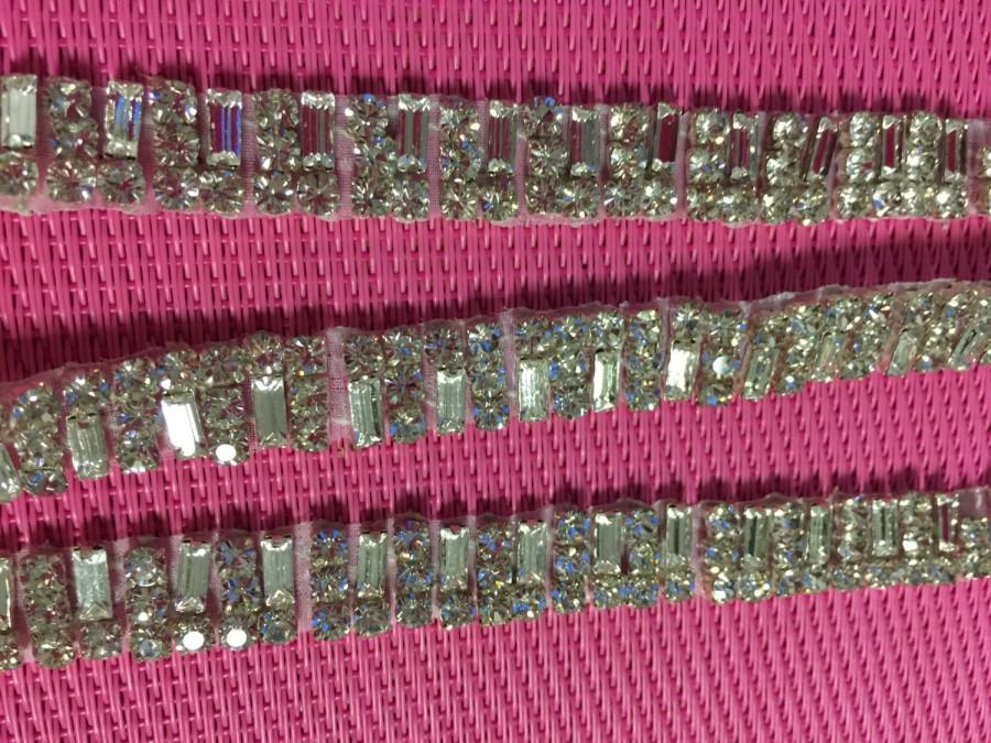 زفاف - 25 Inches Long Crystal Rhinestone Trim.DYI Embellishing  wedding sashes, headbands,  accessories,Belt, Bags, Garter, Clutch  and Jewellery.