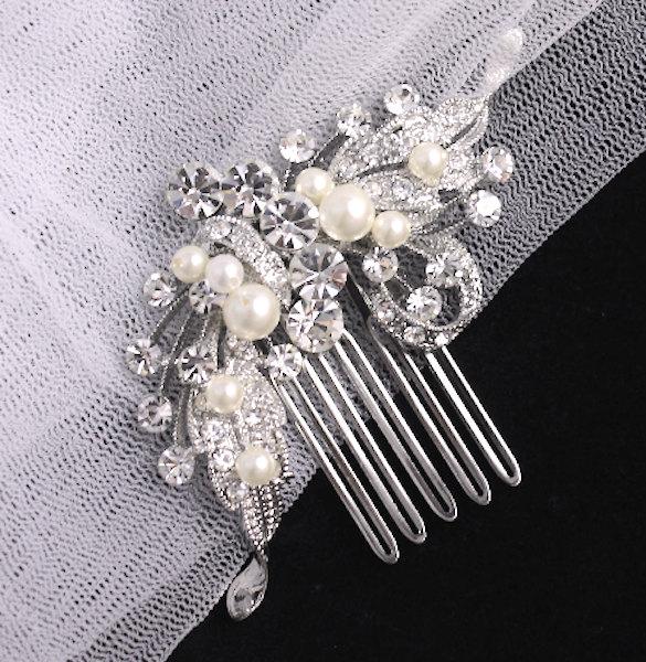 زفاف - Crystal Bridal Hair Comb, Wedding Hair Accessories,Crystal Bridal Hair Piece, Bridal Hair Clip, ROSE