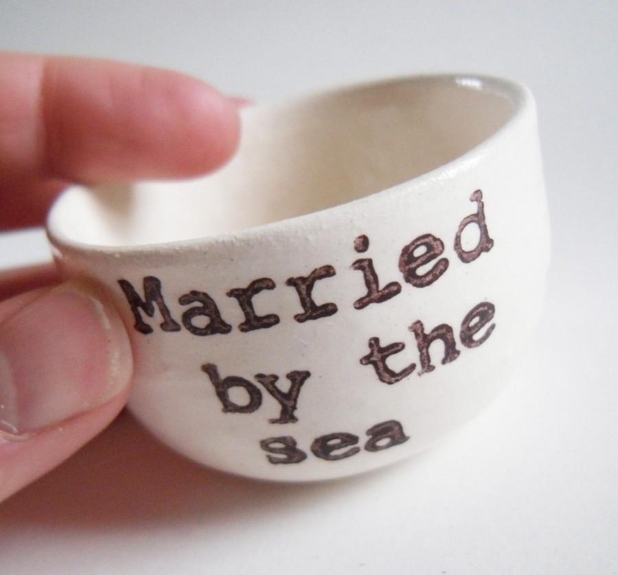 Mariage - WEDDING RING DISH married by the sea ring holder remember beach wedding destination wedding gift handmade wedding ring pillow ready to ship