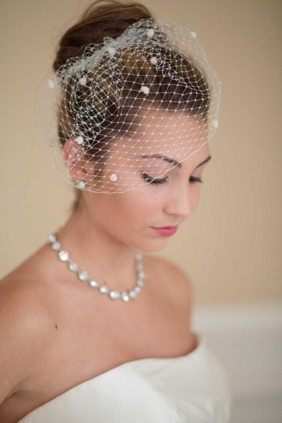 زفاف - Birdcage Veil French Veiling with Dots Blusher Wedding Veil 11 Colors Available