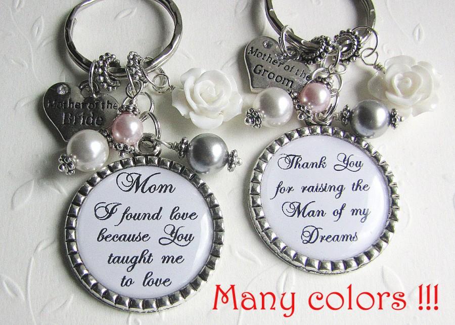 Hochzeit - Set of 2 Personalized Keychains MOTHER of the BRIDE and Mother of the GROOM Gifts Custom Swarovski Necklaces Pendants Rehearsal Dinner Gifts