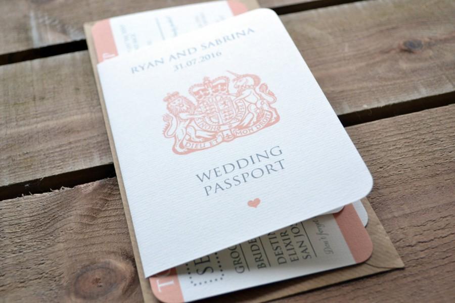 With Free Envelopes Personalised 8 Page Passport Wedding Invitation Any Colour 