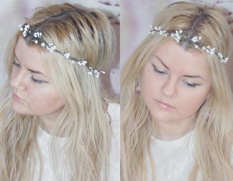 Wedding - Boho flower crown rim hair accessories girl bridesmaid wedding bridal halo woodland garland fairy floral headband headpiece circlet