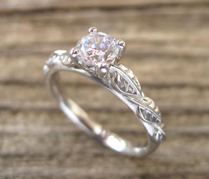 زفاف - Leaf Engagement Ring, Engagement Ring, Antique Engagement Ring,  Leaf Ring, Antique Engagement Ring, Yellow Gold and Diamond engagement ring