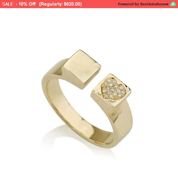 زفاف - Valentine SALE!!! Diamond heart ring, Personalized Womens Jewelry, open gold ring, diamond love ring, gold diamond engagement ring