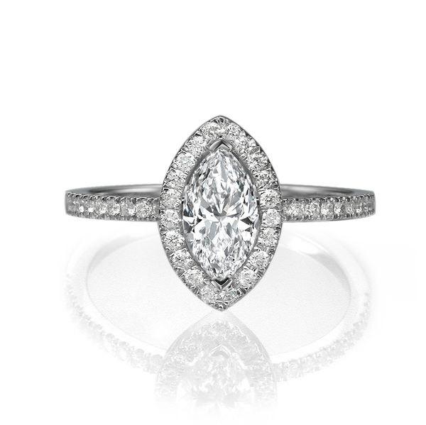 زفاف - Handmade Moissanite Engagement Ring, 14K White Gold Ring Micro Pave Halo Promise Ring, 1.3 TCW Forever Brilliant Moissanite