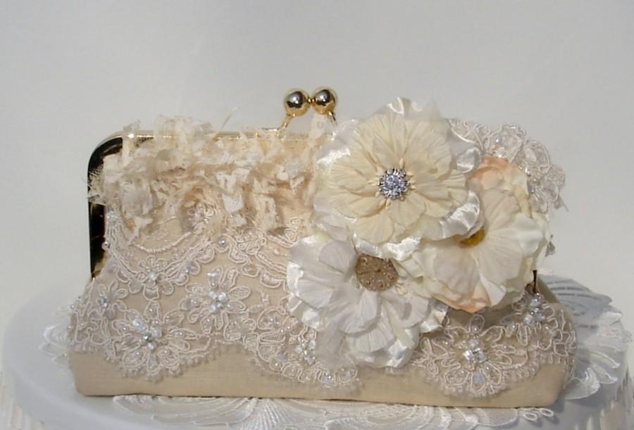 Mariage - Ivory Bridal Clutch  / Lace Bridal Clutch / Bridal Handbag / Wedding Clutch