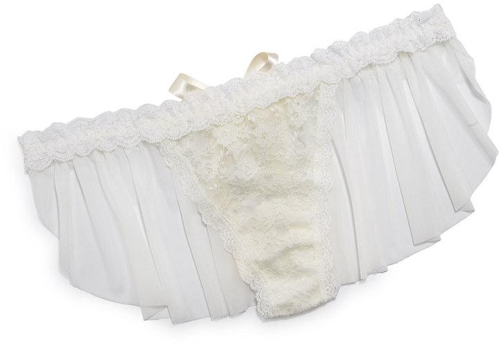 Mariage - Hanky Panky Bridal Veil-Front Lace Thong, Light Ivory
