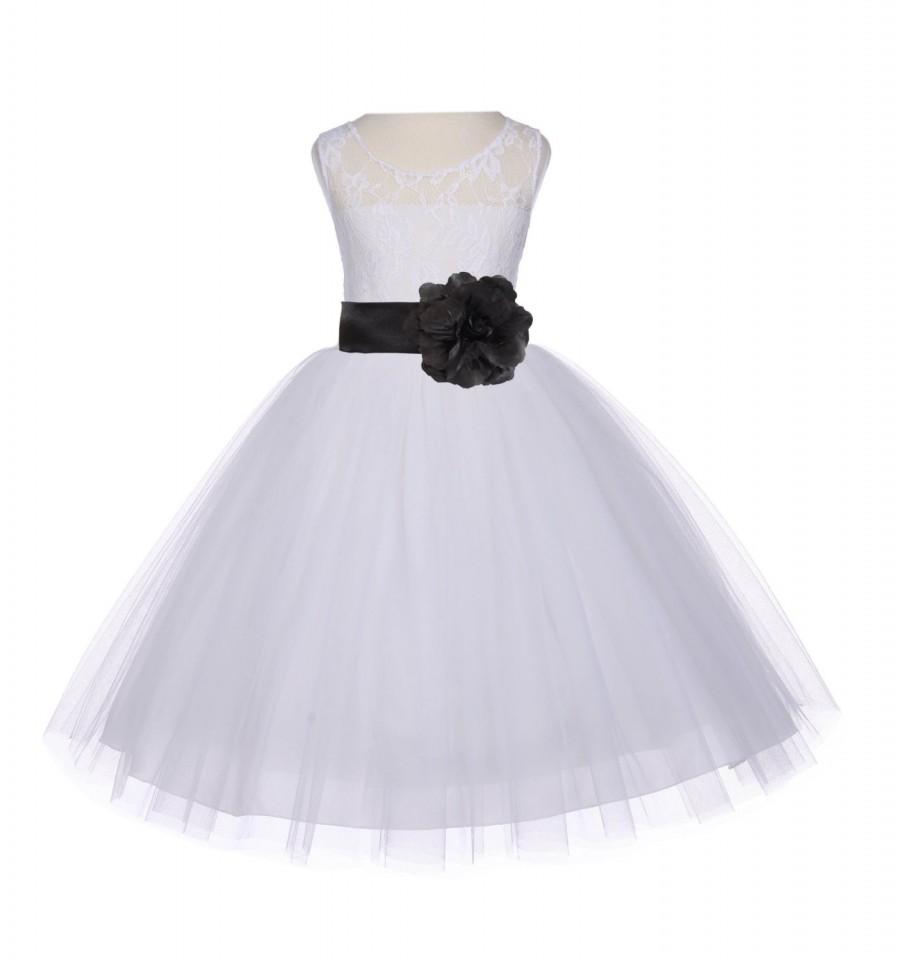 Wedding - Ivory Flower girl tulle dress Lace Design bodice wedding pageant communion easter bridal recital dress toddler elegant m 2 4 6 8 10 