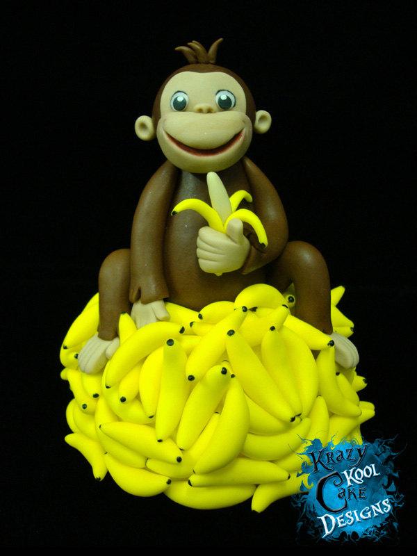 Mariage - Monkey On Mountain of Bananas Cake Topper