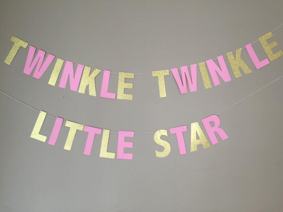 زفاف - Twinkle Twinkle Little Star Banner, First Birthday, Baby Shower, Pink and Gold Birthday, Twinkle Twinkle Little Star Garland, Party Supplies