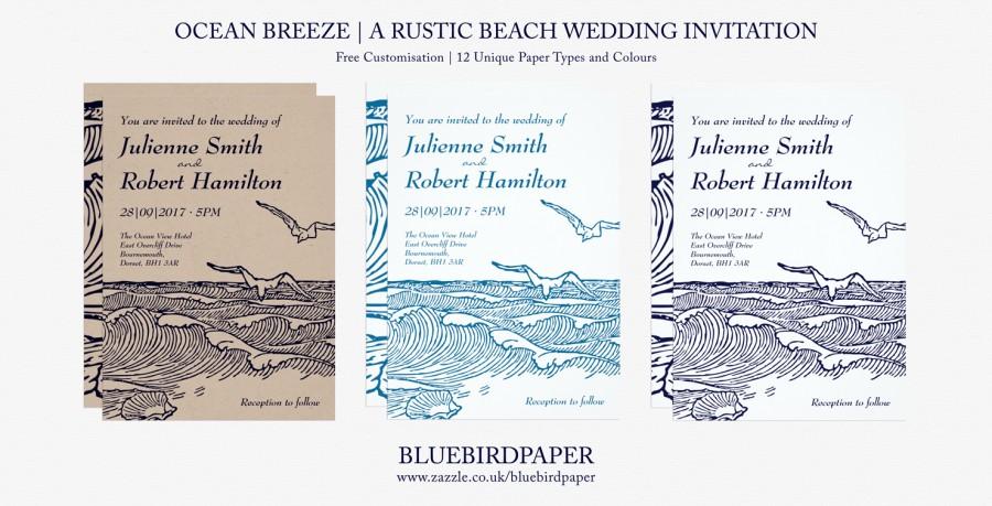 Hochzeit - Ocean Breeze a Rustic Beach Wedding Invitations