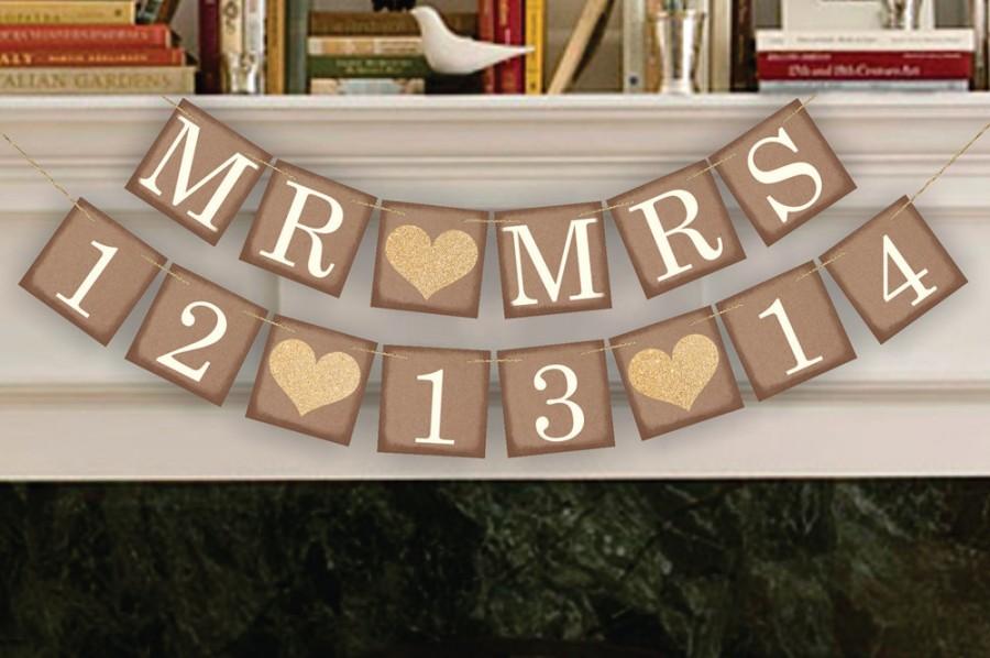 Mariage - Wedding Banner Save The Date Banner Wedding Date Banners- Wedding Sign- Mr Mrs Banners Photo Prop Signs - Date Garland Decoration