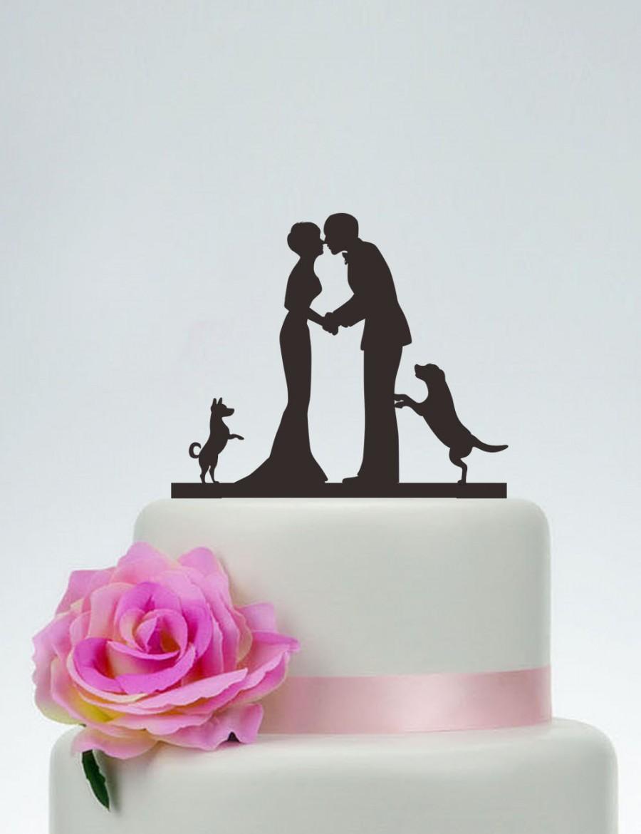 Mariage - Kiss Bride And Groom Cake Topper,Wedding Cake Topper,Custom Cake Topper,Dog Cake Topper,Wedding Decoration,Funny Cake Topper P132