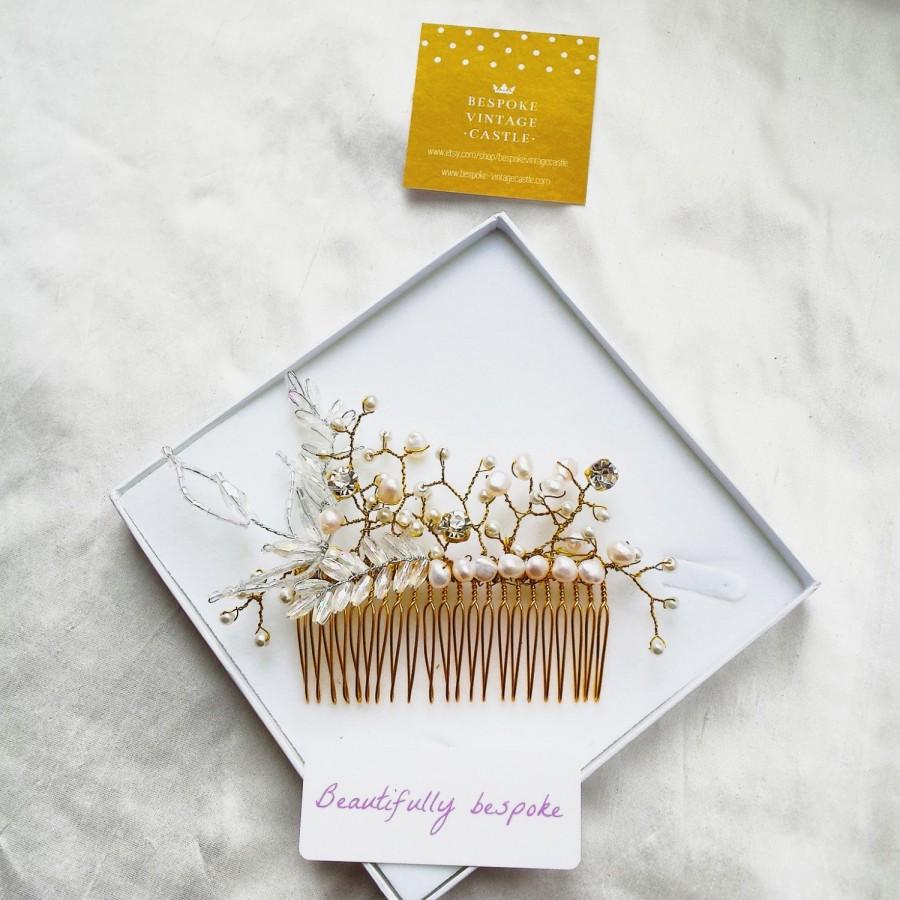 Mariage - Accessories, heirloom, Bridal comb,Crystal Comb,gold comb, boho,fashion, hairpiece,vintage, gold plated, wedding accessory bridal hairpiece,